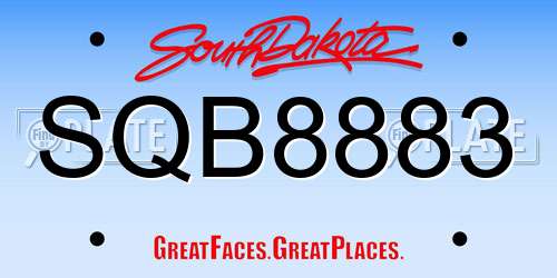 SQB8883 South Dakota License Plate