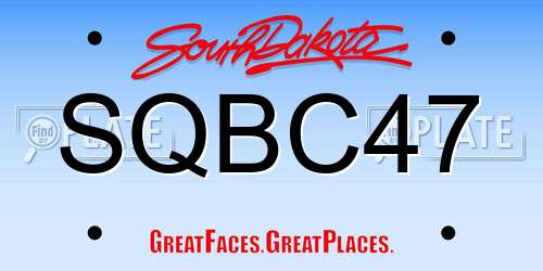 SQBC47 South Dakota License Plate