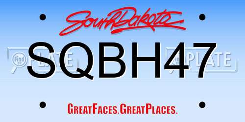 SQBH47 South Dakota License Plate