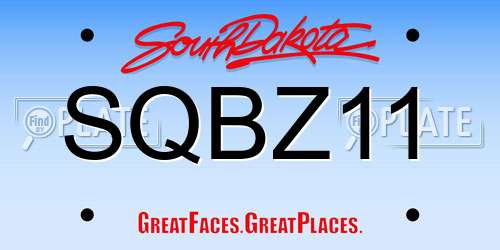 SQBZ11 South Dakota License Plate