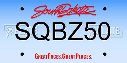 SQBZ50 South Dakota License Plate