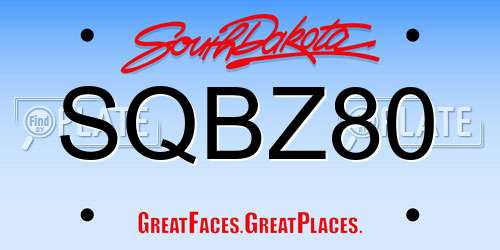 SQBZ80 South Dakota License Plate