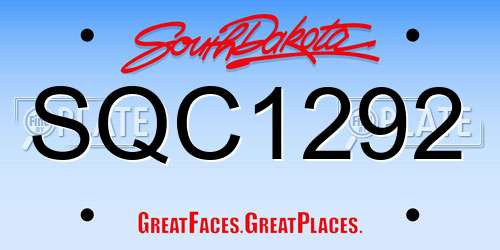 SQC1292 South Dakota License Plate