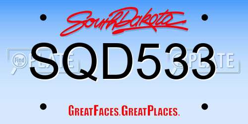 SQD533 South Dakota License Plate