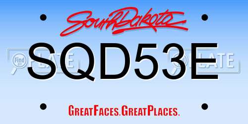 SQD53E South Dakota License Plate