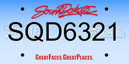 SQD6321 South Dakota License Plate