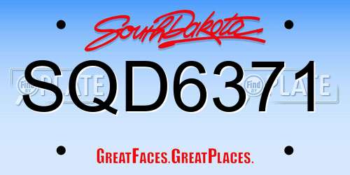 SQD6371 South Dakota License Plate