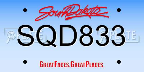 SQD833 South Dakota License Plate