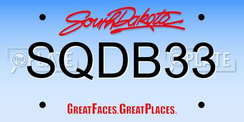 SQDB33 South Dakota License Plate