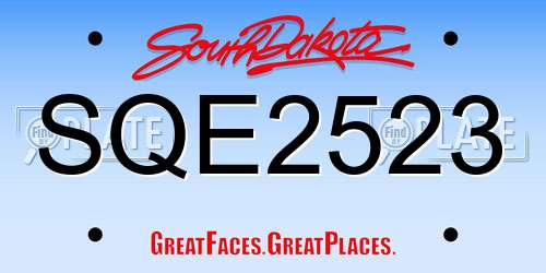 SQE2523 South Dakota License Plate
