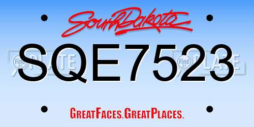SQE7523 South Dakota License Plate