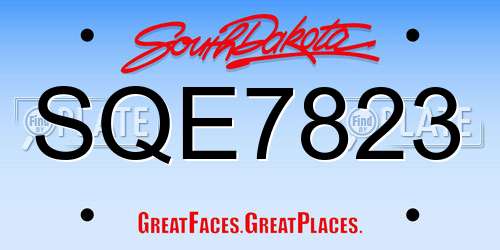 SQE7823 South Dakota License Plate