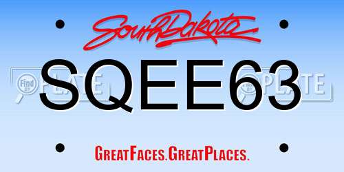 SQEE63 South Dakota License Plate