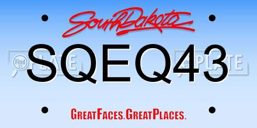 SQEQ43 South Dakota License Plate
