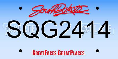 SQG2414 South Dakota License Plate