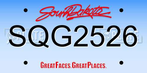 SQG2526 South Dakota License Plate