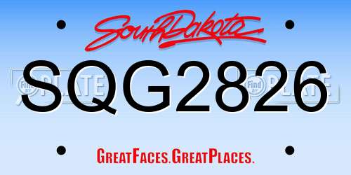 SQG2826 South Dakota License Plate