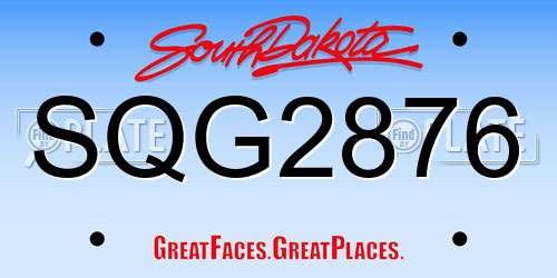 SQG2876 South Dakota License Plate