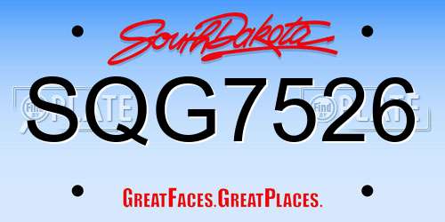 SQG7526 South Dakota License Plate