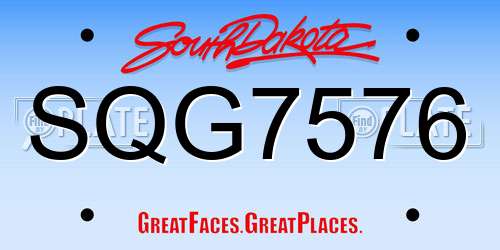 SQG7576 South Dakota License Plate