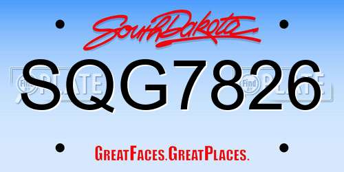 SQG7826 South Dakota License Plate