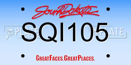 SQI105 South Dakota License Plate