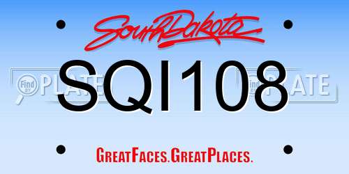 SQI108 South Dakota License Plate