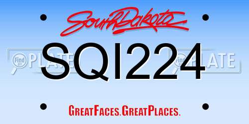 SQI224 South Dakota License Plate