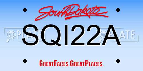 SQI22A South Dakota License Plate