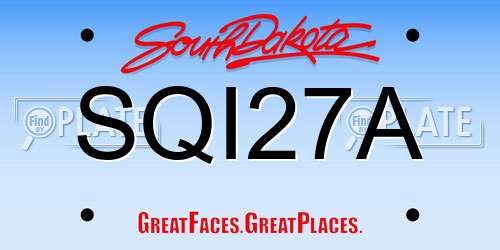 SQI27A South Dakota License Plate