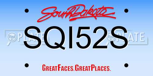 SQI52S South Dakota License Plate