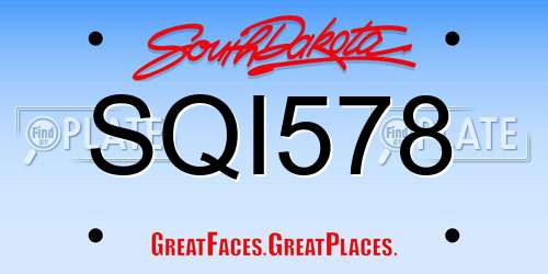 SQI578 South Dakota License Plate