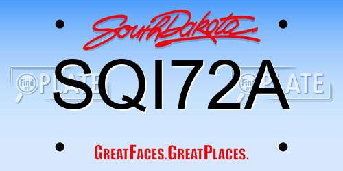 SQI72A South Dakota License Plate
