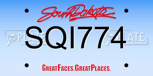 SQI774 South Dakota License Plate