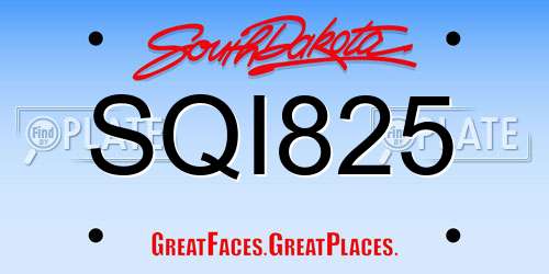 SQI825 South Dakota License Plate