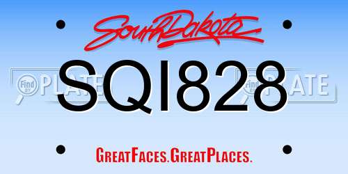 SQI828 South Dakota License Plate