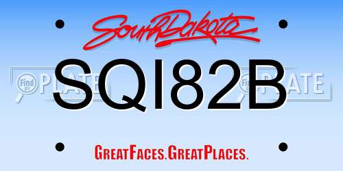 SQI82B South Dakota License Plate