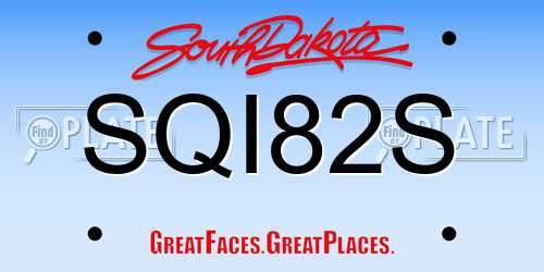 SQI82S South Dakota License Plate