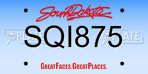 SQI875 South Dakota License Plate