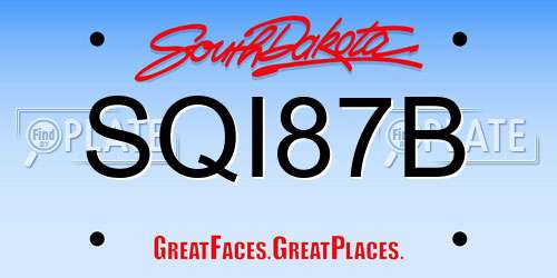 SQI87B South Dakota License Plate