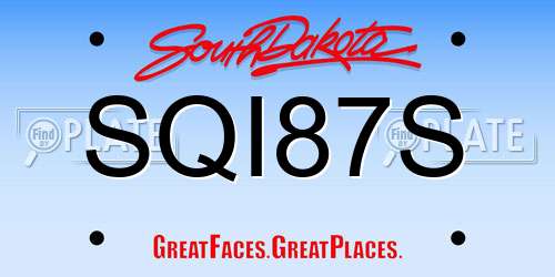 SQI87S South Dakota License Plate