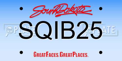 SQIB25 South Dakota License Plate