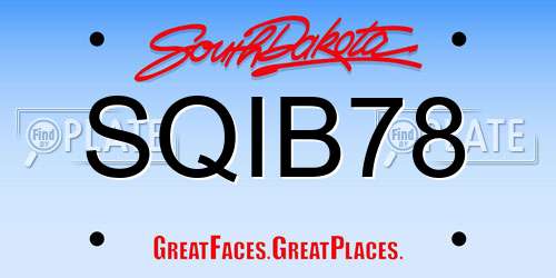 SQIB78 South Dakota License Plate