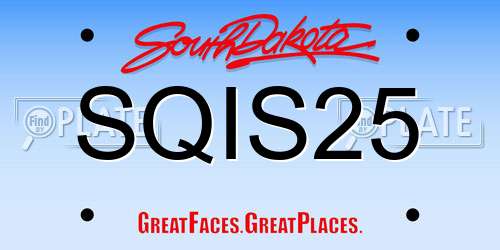 SQIS25 South Dakota License Plate