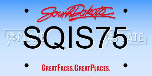 SQIS75 South Dakota License Plate