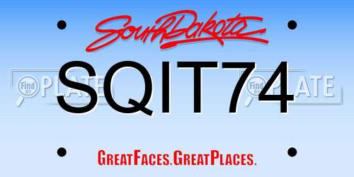 SQIT74 South Dakota License Plate