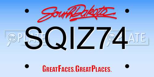 SQIZ74 South Dakota License Plate