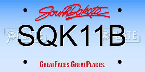 SQK11B South Dakota License Plate