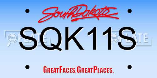 SQK11S South Dakota License Plate