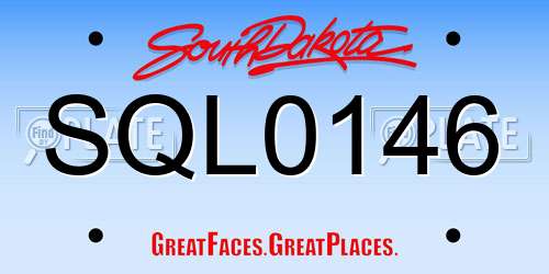 SQL0146 South Dakota License Plate